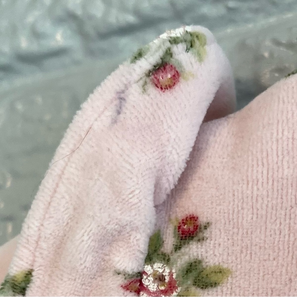 Ralph Lauren 9 month baby girl velour pink floral one piece roses long sleeve - Picture 5 of 5